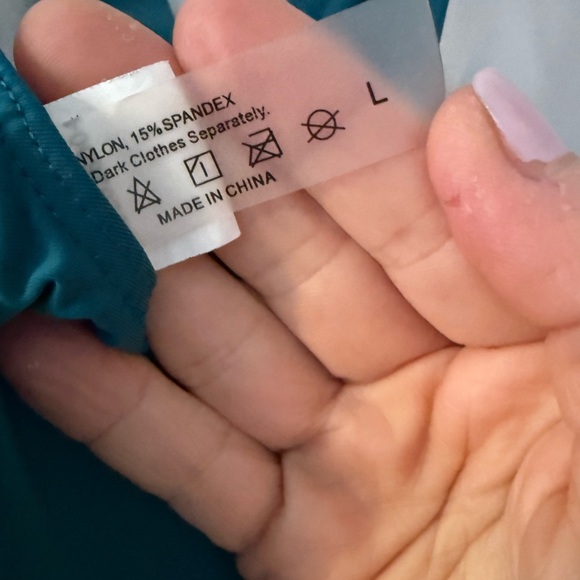 Women’s Solid Ruched V neck swimsuit twist bathing suit teal green large - Picture 7 of 7